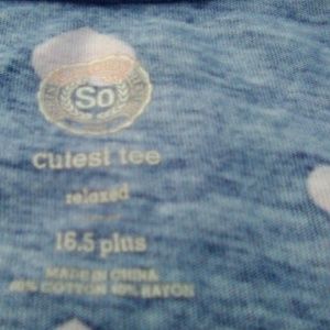 Pink hearted blue shirt